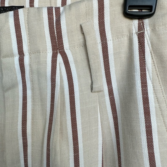 Ann Taylor Factory Cream and Brown Striped Cropped Pants - Size 8P - Picture 3 of 5